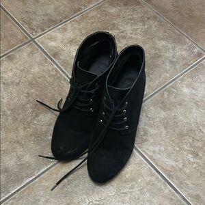 Women’s Black Lace-Up Wedge Booties